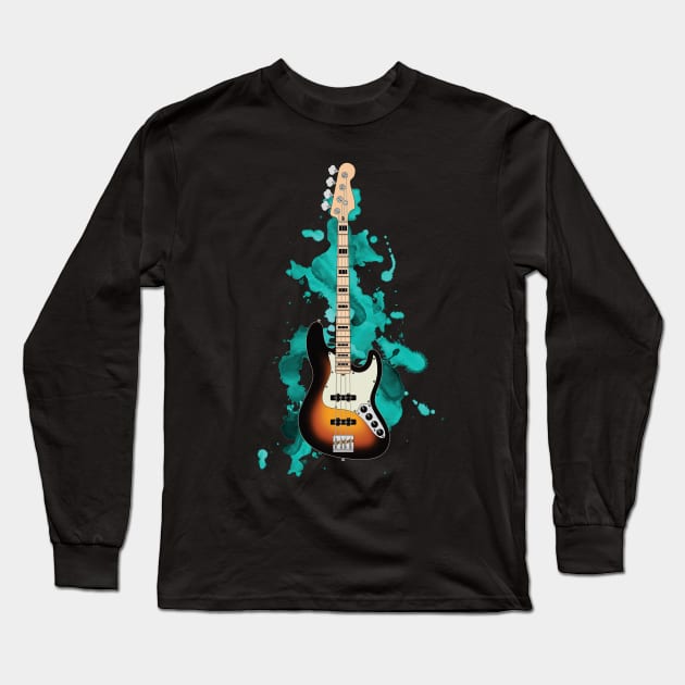 J-style Bass Guitar Sunburst Color Long Sleeve T-Shirt by nightsworthy